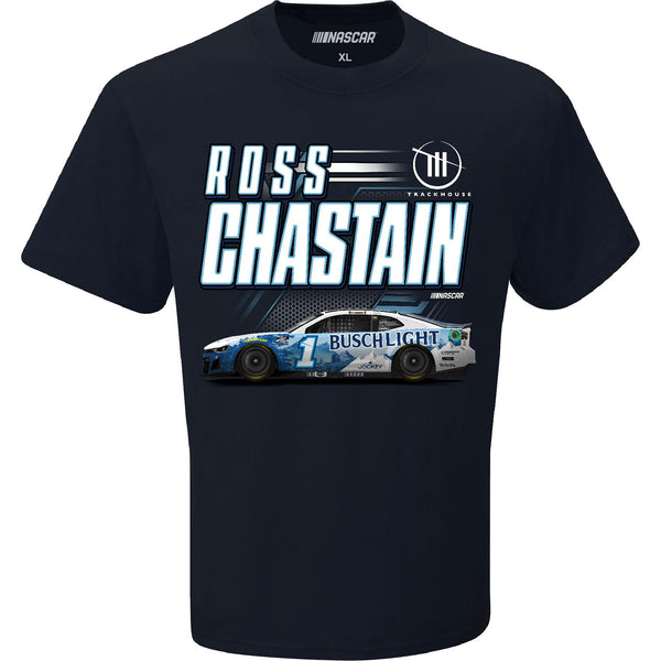 Ross Chastain 2024 Busch Light #1 Car T-Shirt Navy Blue NASCAR