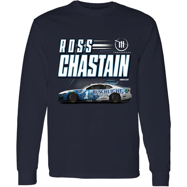 Ross Chastain 2024 Long Sleeve Busch Light #1 Car T-Shirt NASCAR