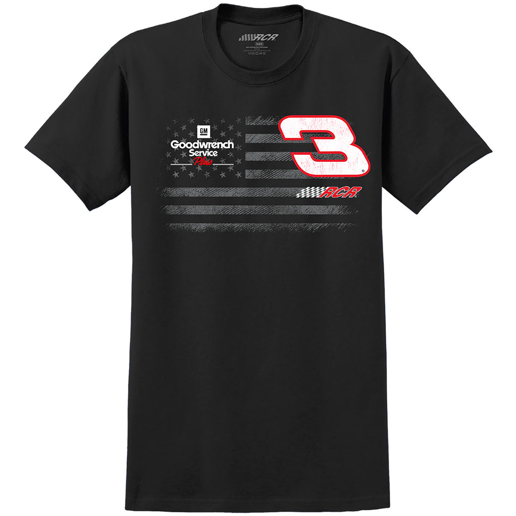 RCR 2025 #3 Flag Black 2-Spot T-Shirt NASCAR Dale Earnhardt