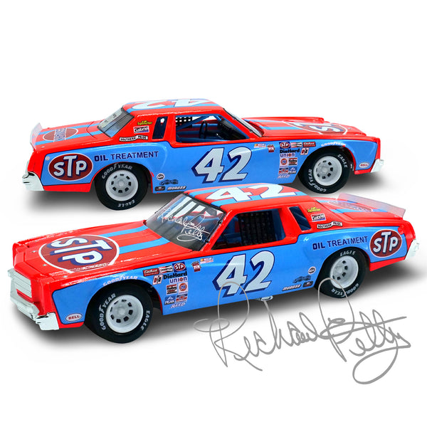 Richard Petty Autographed STP #42 Petty Swap at Riverside 1:24 Standard 1981 Diecast Car