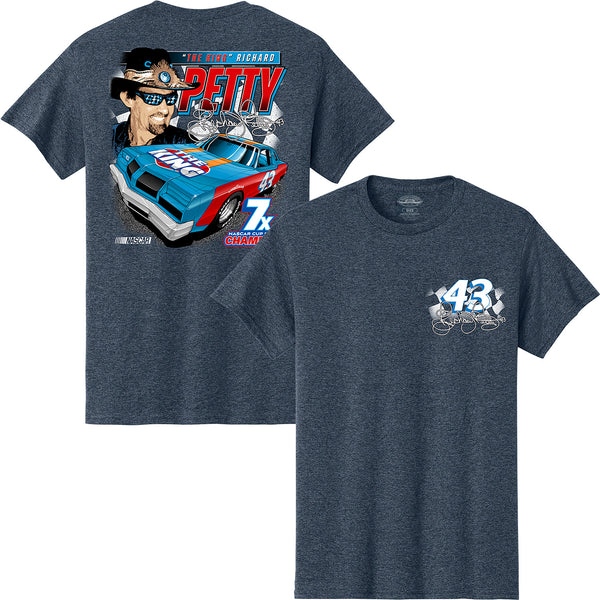 Richard Petty 2026 The King #43 Heather Navy 2-Spot Classic Ink T-Shirt