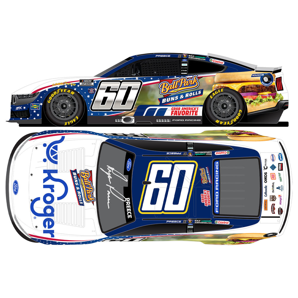Ryan Preece Autographed Kroger / Ball Park 1:24 Standard 2026 Diecast Car #60 NASCAR
