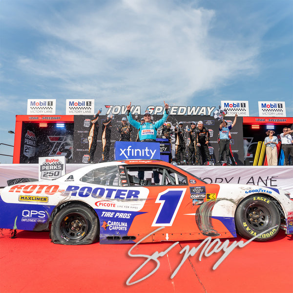 Sam Mayer Autographed Iowa Race Win 1:24 Standard 2024 Diecast Car Roto-Rooter #1 NASCAR