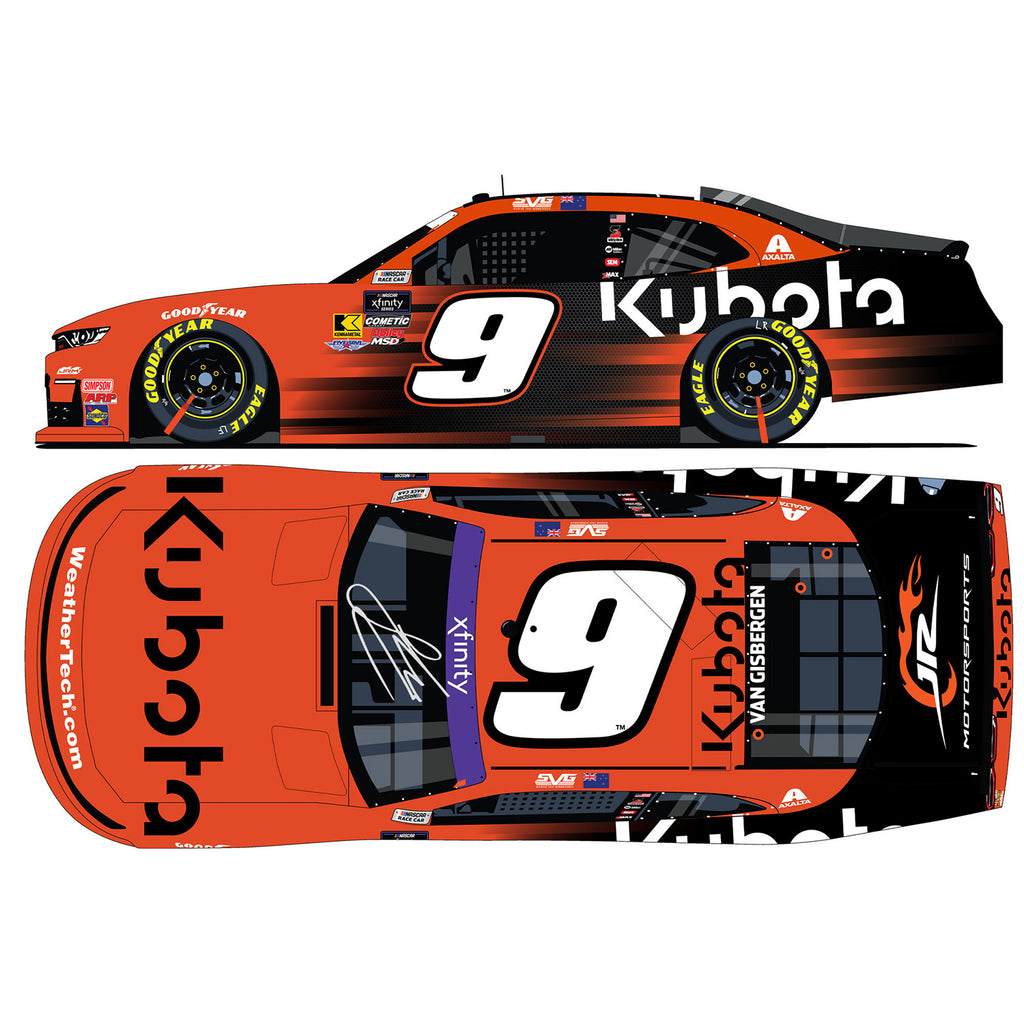 Shane van Gisbergen Autographed Kubota Xfinity Series 1:24 Standard 2025 Diecast Car #9 NASCAR