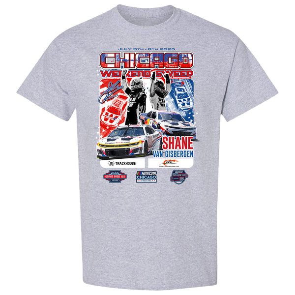 Shane van Gisbergen 2025 Chicago Street Course Weekend Sweep Race Win T-Shirt