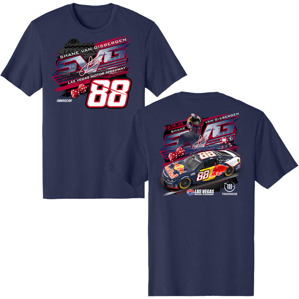 Shane van Gisbergen 2025 Red Bull Trackhouse #88 Las Vegas Pit Road Car 2-Spot T-Shirt NASCAR