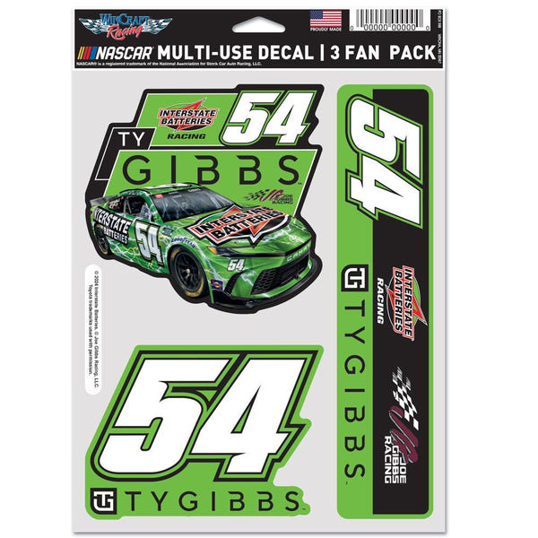 Ty Gibbs 2024 Multi-Use Interstate Batteries #54 Decal 3-Pack NASCAR