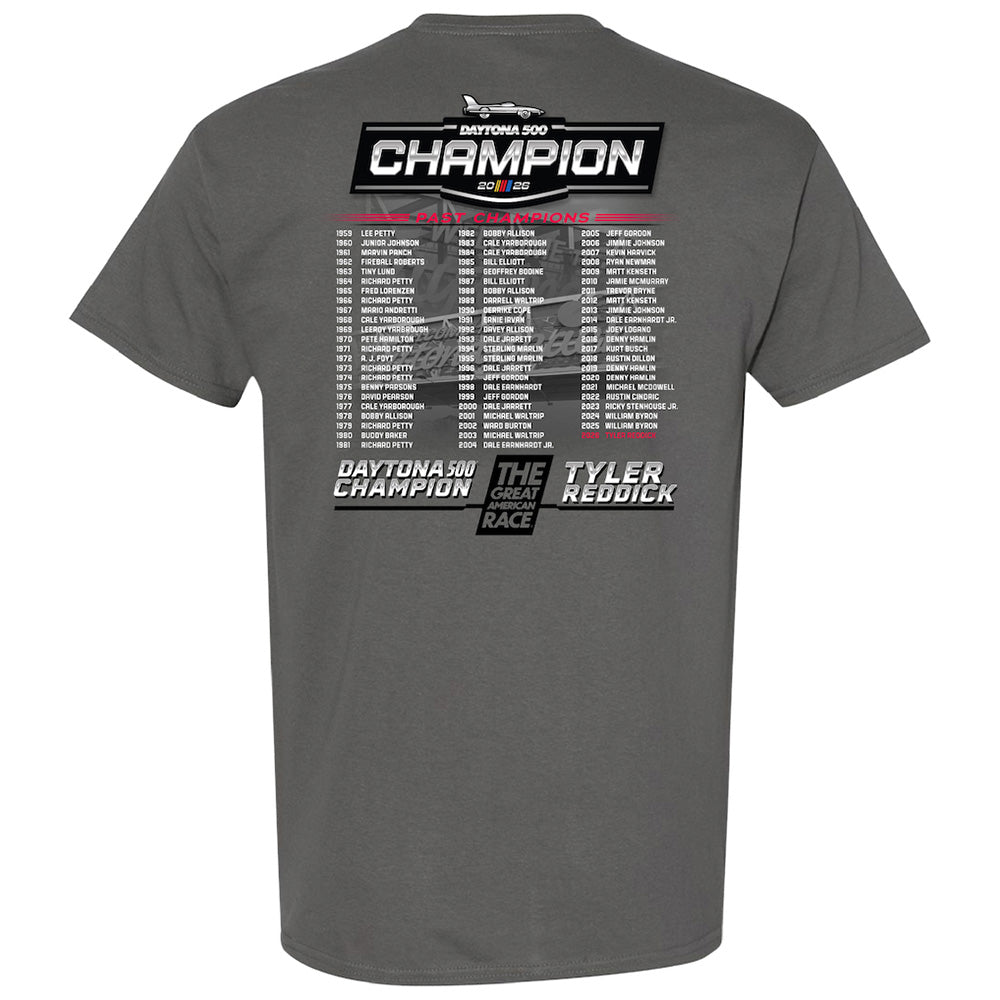 Tyler Reddick 2026 Daytona 500 Past Champions T-Shirt Gray