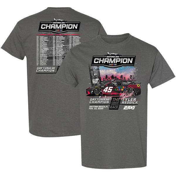 Tyler Reddick 2026 Daytona 500 Past Champions T-Shirt Gray