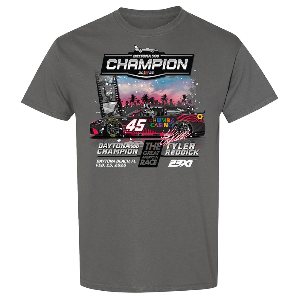 Tyler Reddick 2026 Daytona 500 Past Champions T-Shirt Gray