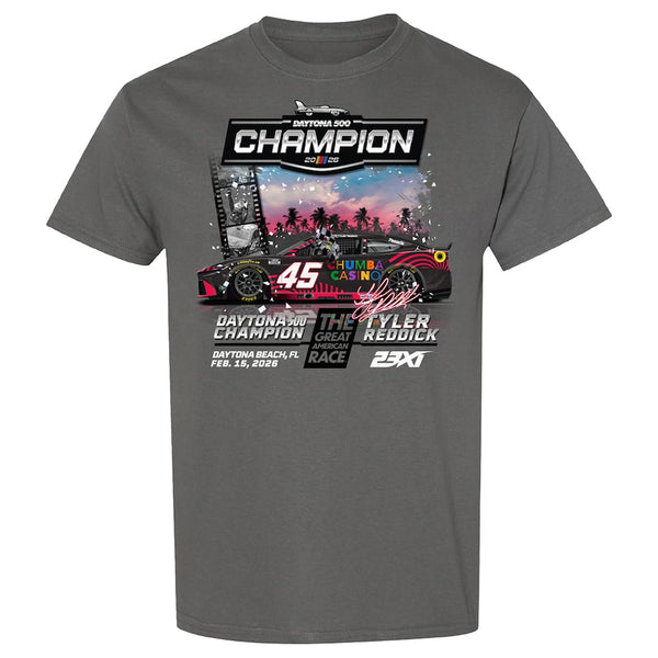 Tyler Reddick 2026 Daytona 500 Past Champions T-Shirt Gray