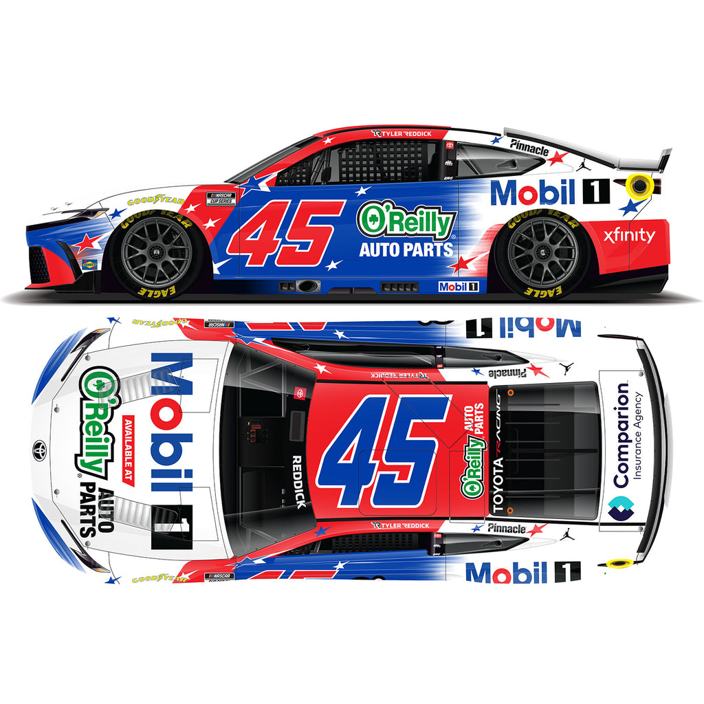 Tyler Reddick Color Chrome Mobil 1 / O'Reilly Patriotic 1:24 2026 Diecast Car #45 NASCAR