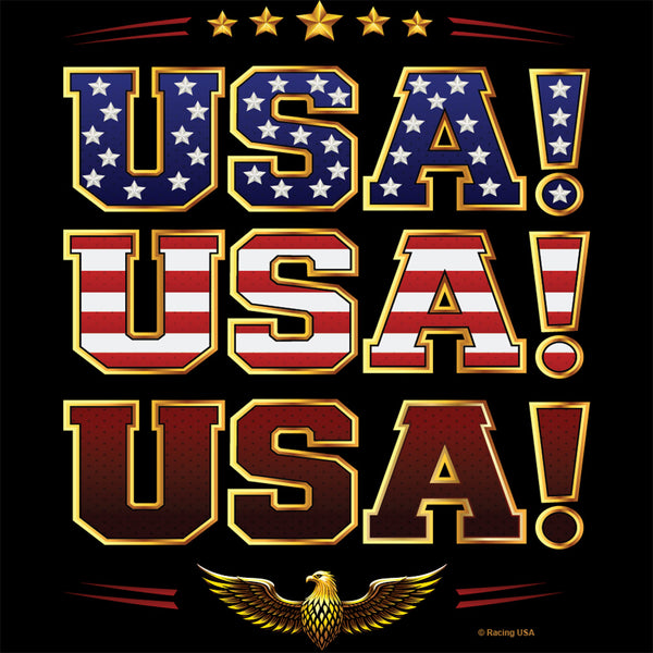 2026 USA! USA! USA! Patriotic American Flag T-Shirt Black