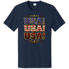 USA! USA! USA! Patriotic American Flag T-Shirt Blue