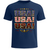 USA! USA! USA! Patriotic American Flag T-Shirt Blue