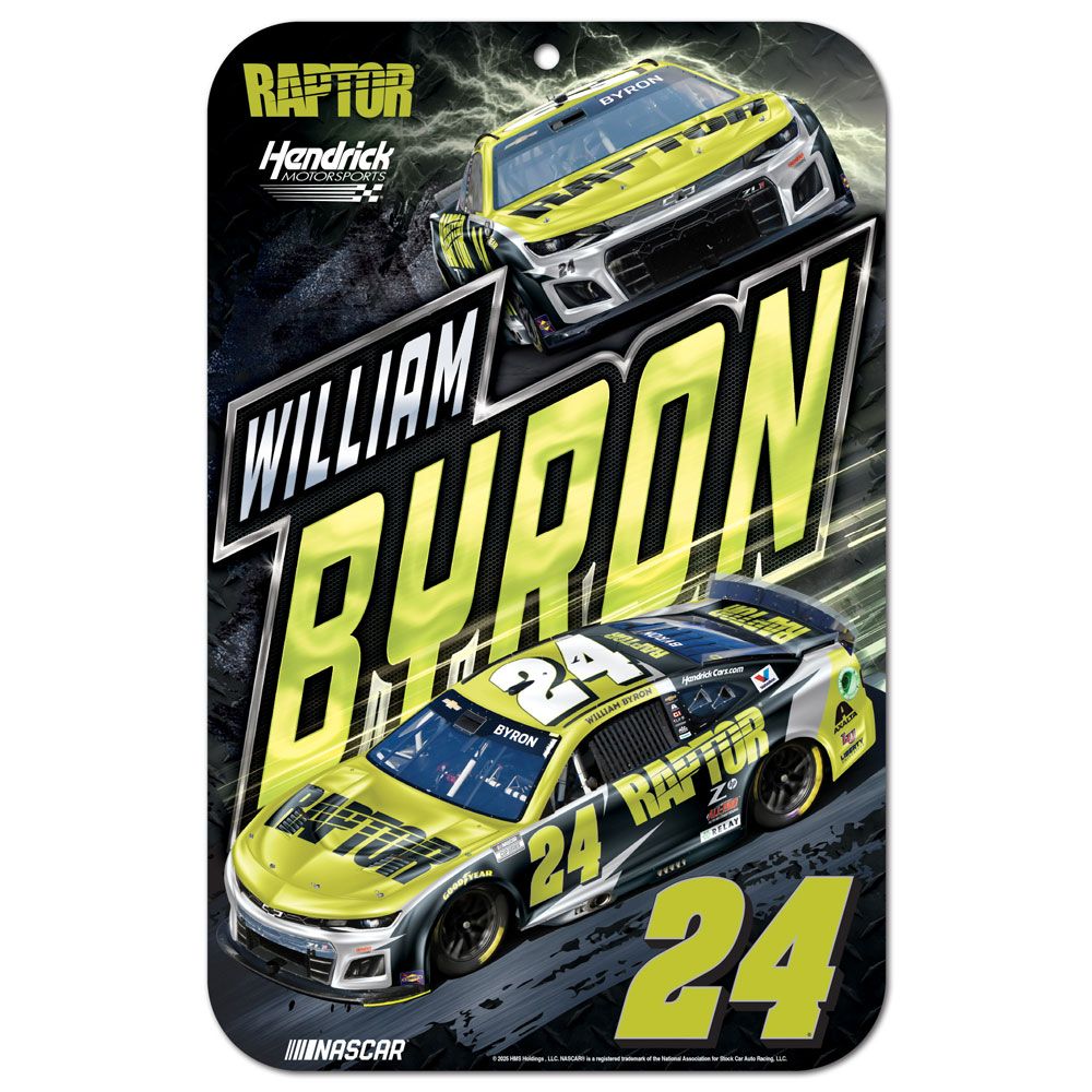 William Byron 2025 Raptor #24 11x17 Plastic Sign NASCAR