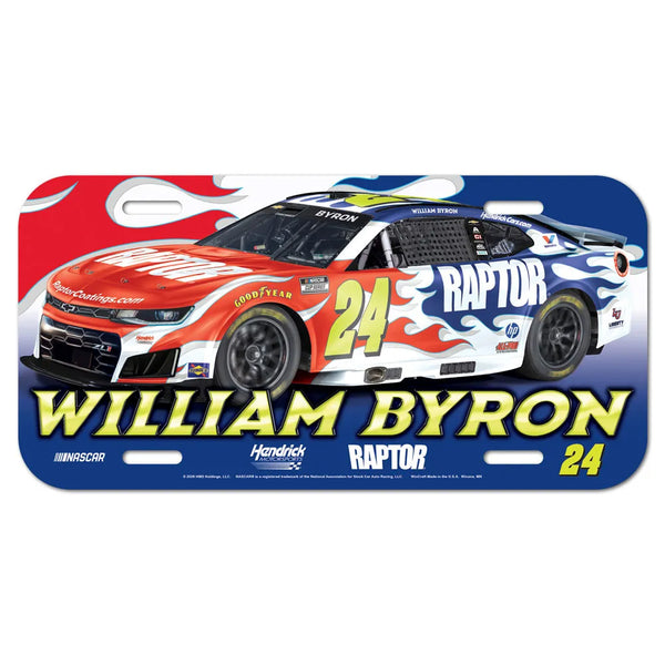 William Byron 2026 Raptor Plastic Car License Plate #24 NASCAR