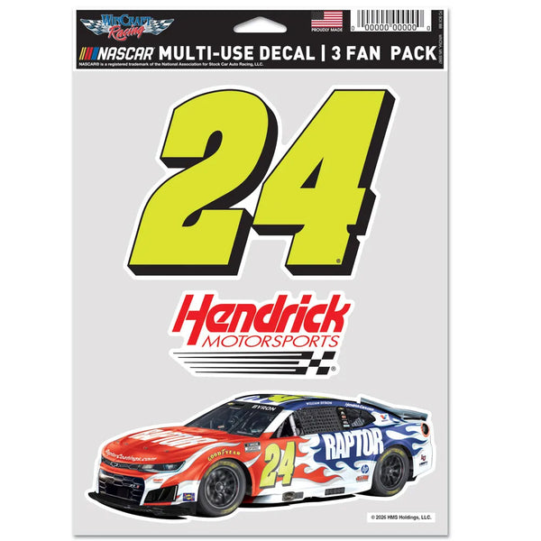William Byron 2026 Multi-Use Raptor #24 Decal 3-Pack NASCAR