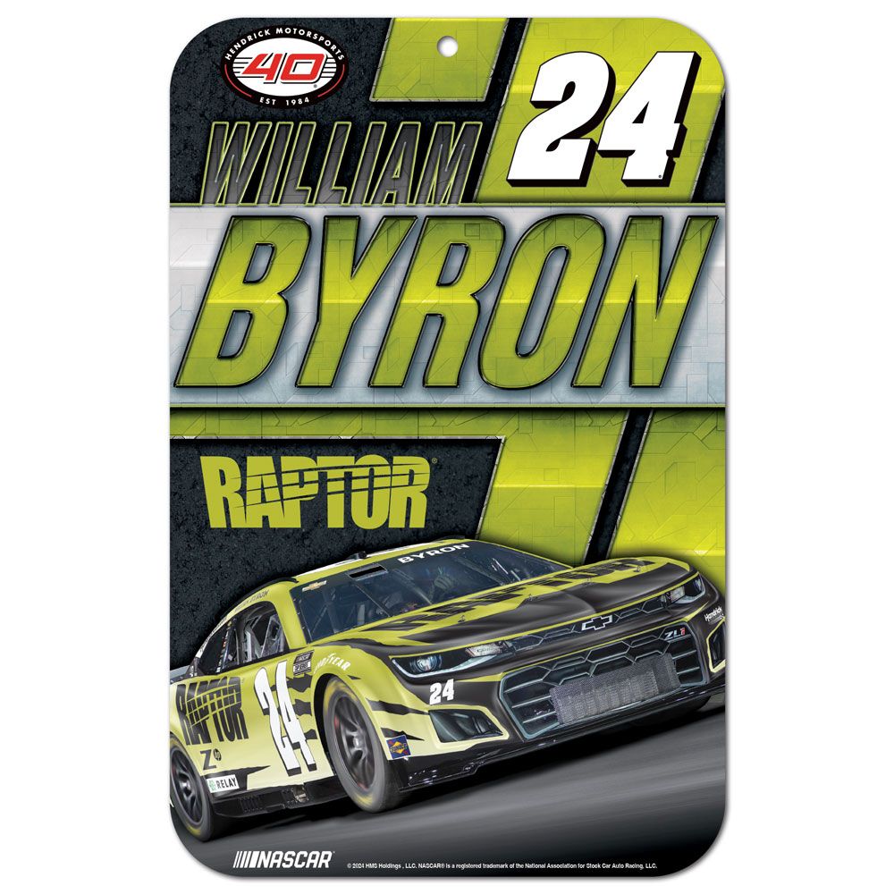 William Byron 2024 Raptor #24 11x17 Plastic Sign NASCAR