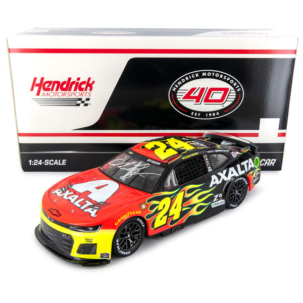 William Byron Autographed Darlington Throwback to Jeff Gordon’s 2009 FireStorm DuPont Paint Scheme 1:24 Standard 2024 Diecast Car #24 NASCAR