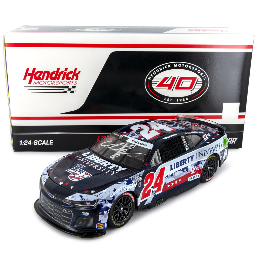 William Byron Autographed Liberty University Patriotic Digital Camo 1:24 Standard 2024 Diecast Car #24 NASCAR