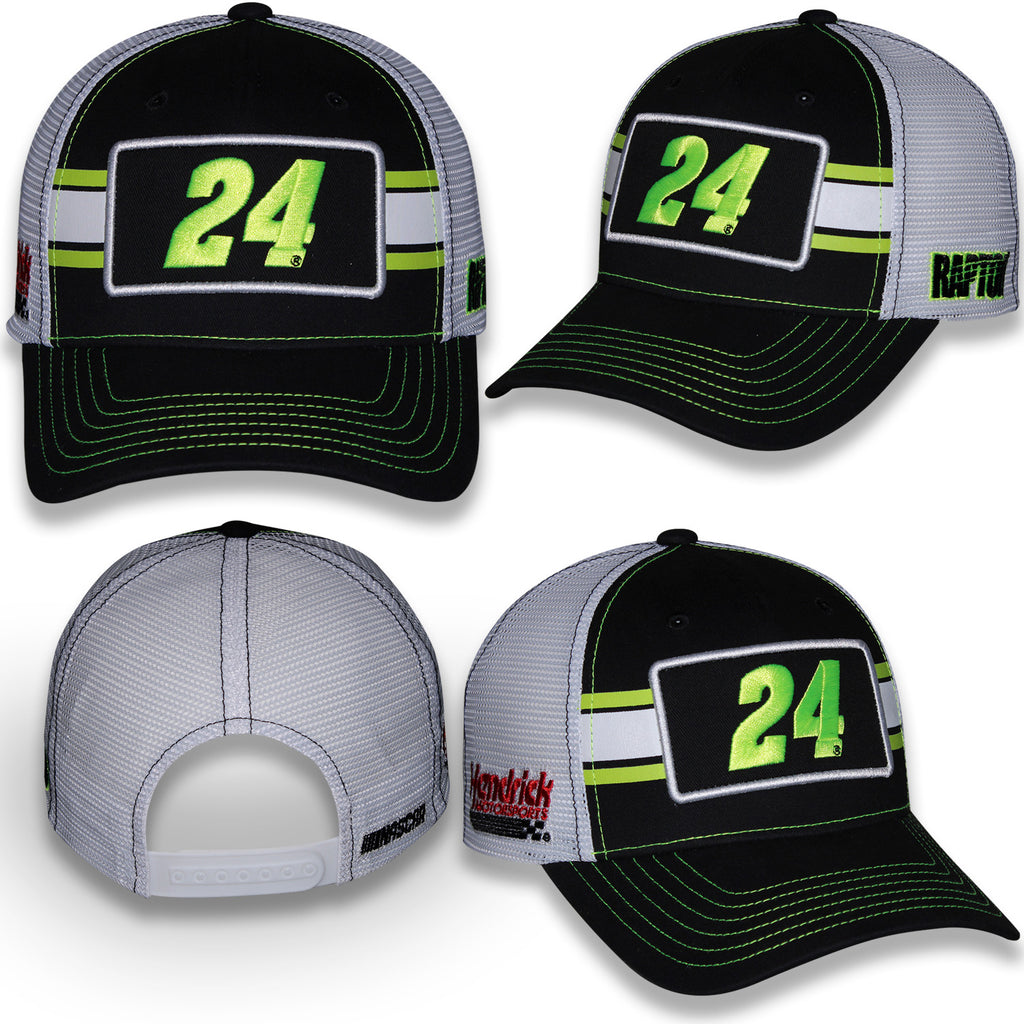 William Byron 2025 Striped #24 Mesh Hat Black/White NASCAR