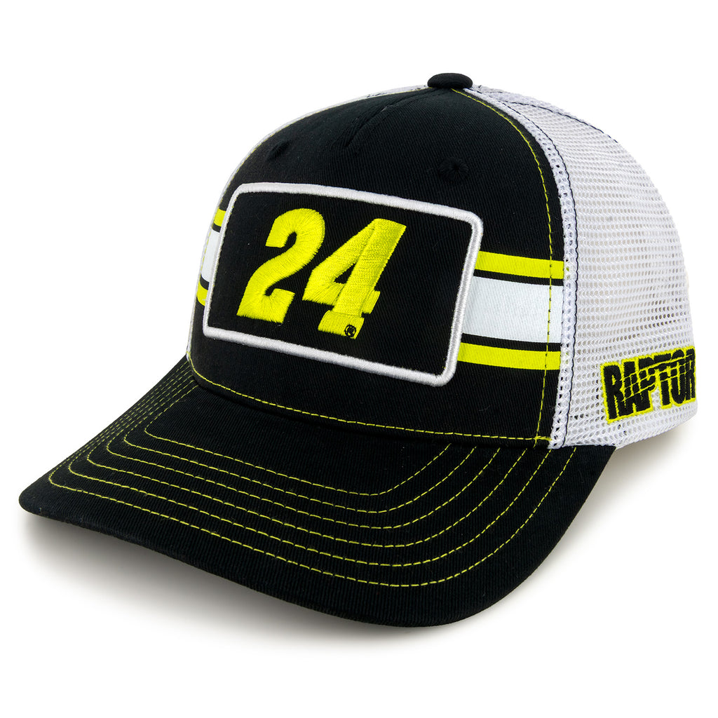William Byron 2025 Striped #24 Mesh Hat Black/White NASCAR