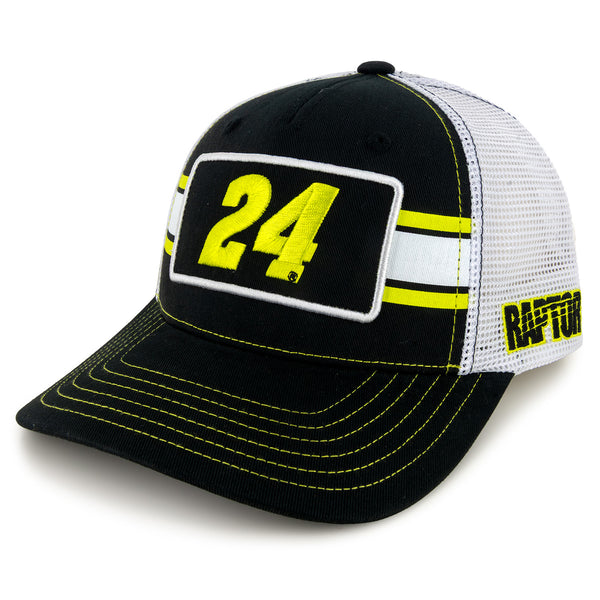 William Byron 2025 Striped #24 Mesh Hat Black/White NASCAR