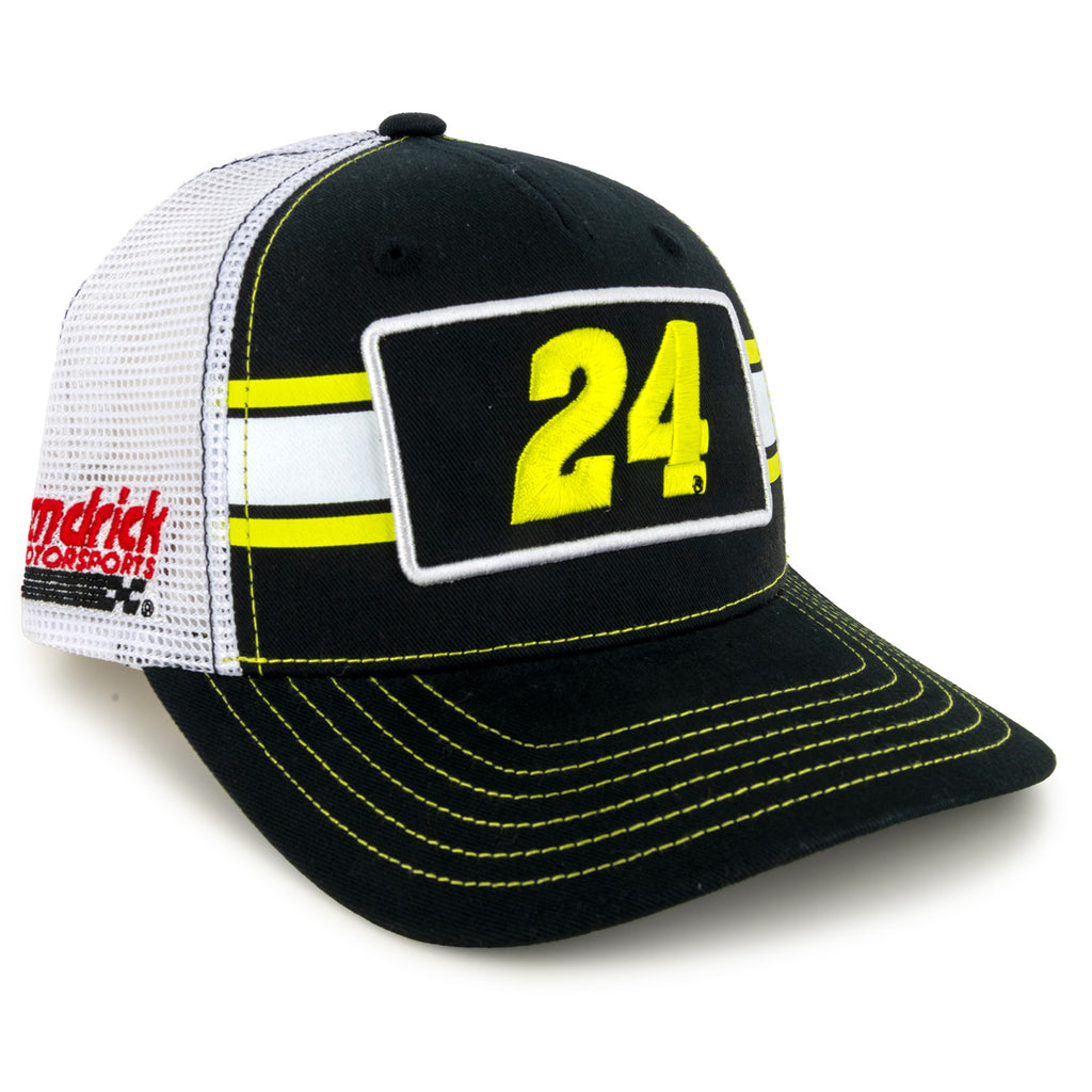 William Byron 2025 Striped #24 Mesh Hat Black/White NASCAR