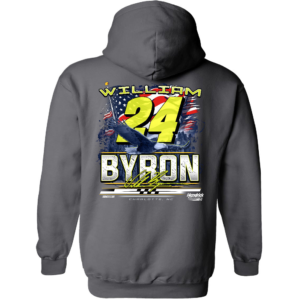 William Byron 2025 Axalta Patriotic Eagle 2-Spot Hoodie Outerwear Sweatshirt Gray #24 NASCAR