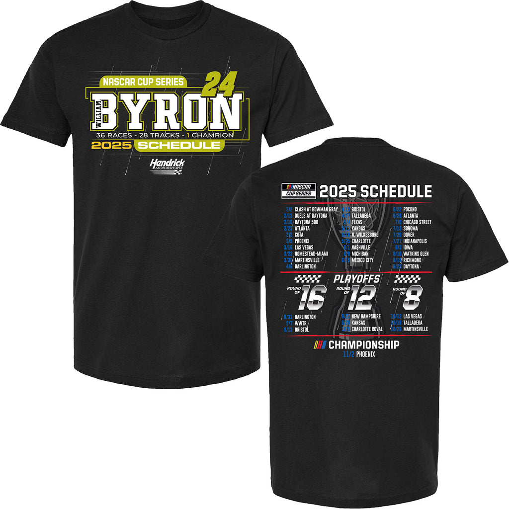 William Byron 2025 NASCAR Cup Series Schedule T-Shirt Black #24