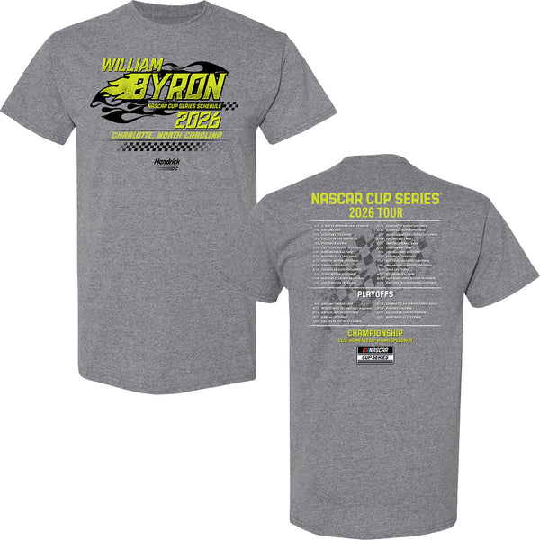 William Byron 2026 NASCAR Cup Series Schedule T-Shirt Gray #24