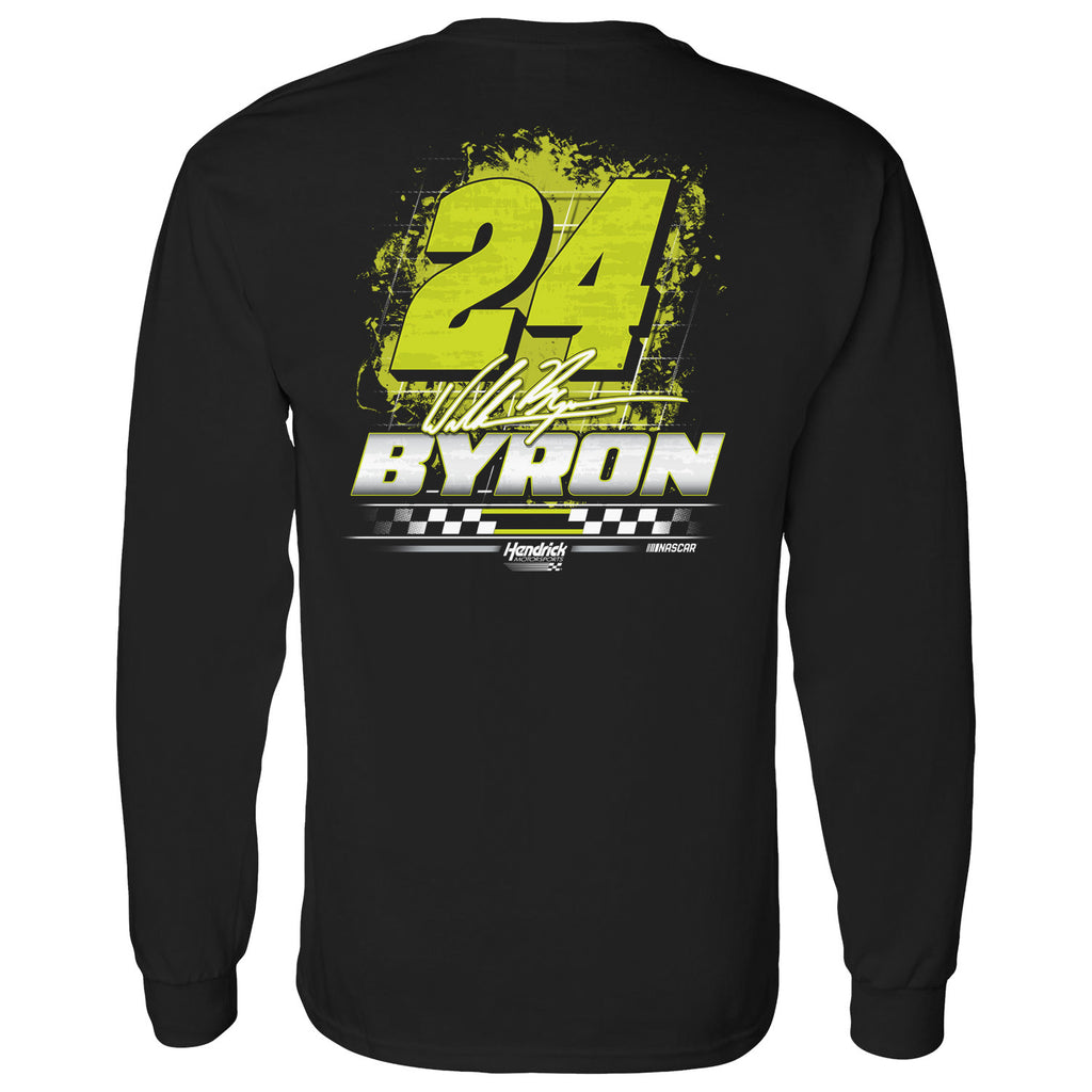 William Byron 2025 Long Sleeve Raptor 2-Spot T-Shirt Black #24 NASCAR