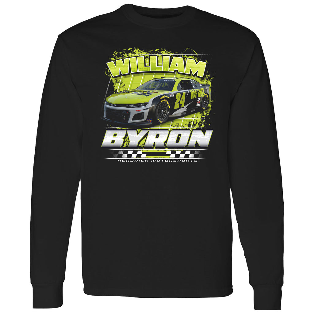 William Byron 2025 Long Sleeve Raptor 2-Spot T-Shirt Black #24 NASCAR