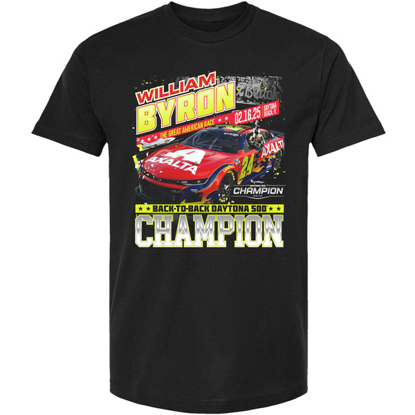 William Byron 2025 Daytona 500 Past Champions T-Shirt Black Axalta #24 NASCAR