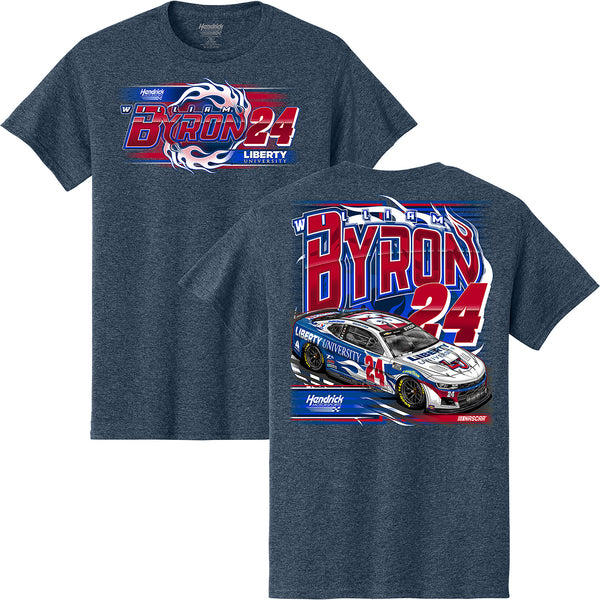 William Byron 2025 Liberty Flames 2-Spot T-Shirt Blue #24 NASCAR