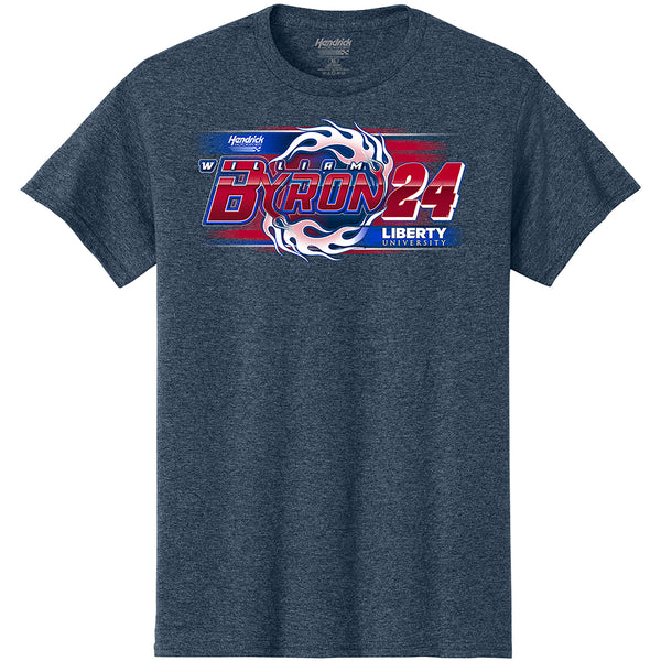 William Byron 2025 Liberty Flames 2-Spot T-Shirt Blue #24 NASCAR