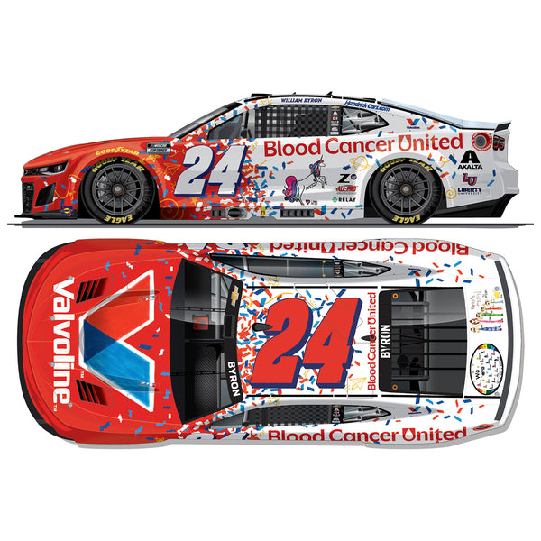 William Byron Valvoline / Blood Cancer United 1:64 Standard Chassis 2025 Diecast Car #24 NASCAR