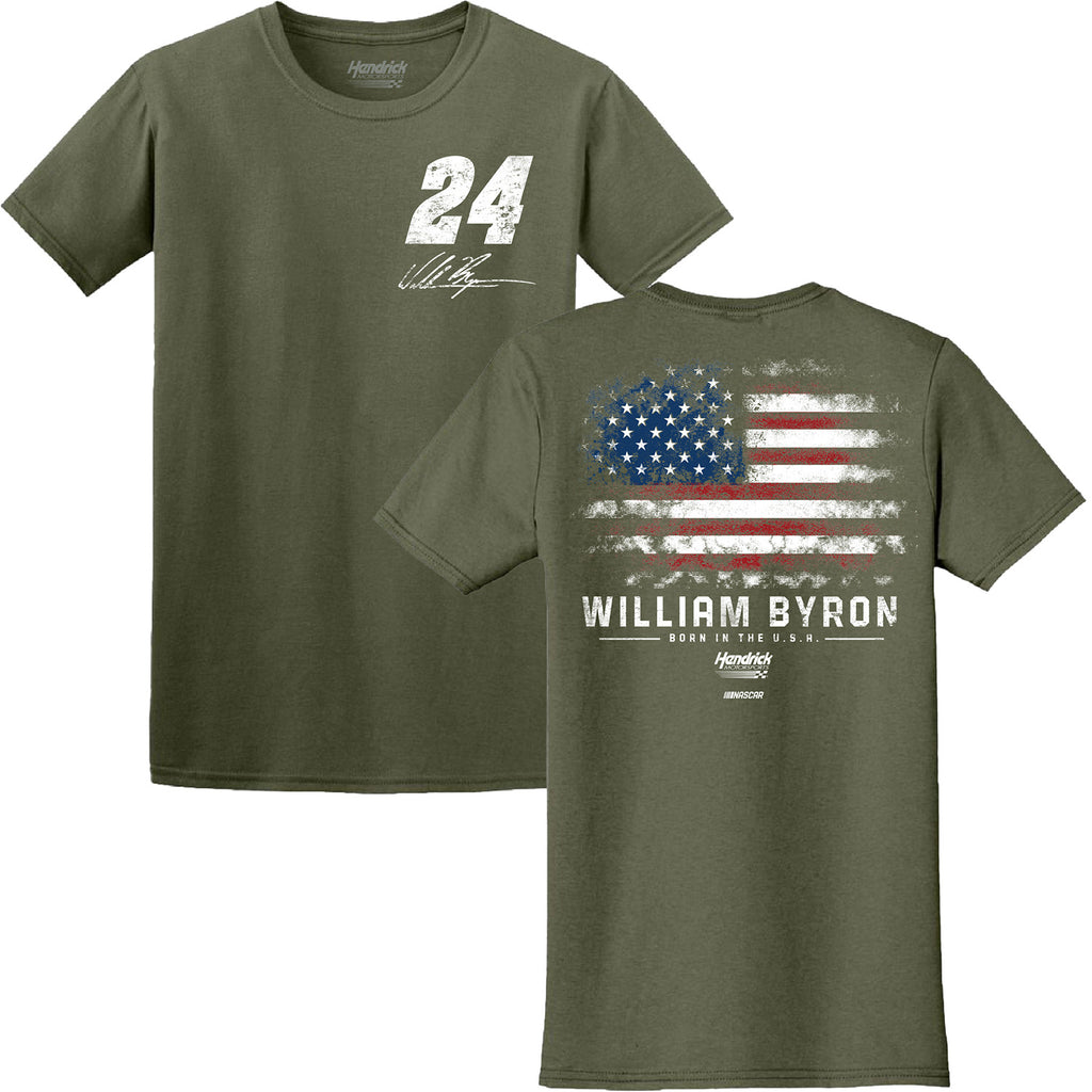 William Byron 2026 Military Green #24 Born in the USA T-Shirt NASCAR