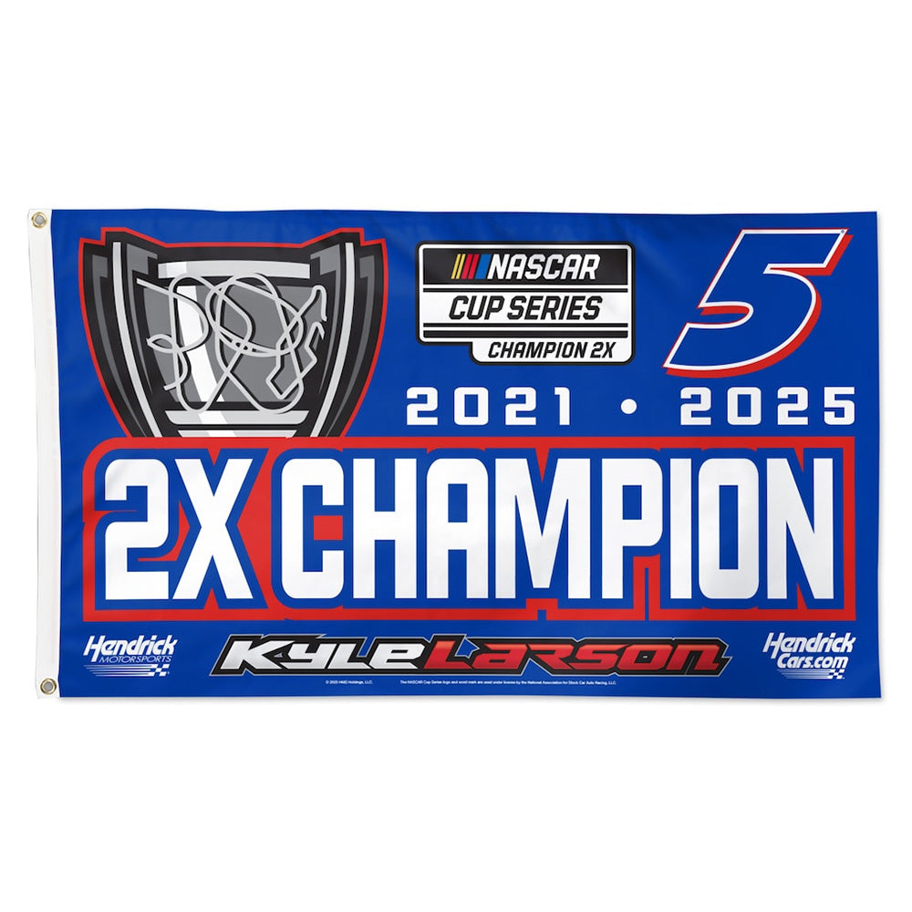 Kyle Larson 2025 NASCAR 2X Champion On-Track Victory 3x5 Flag