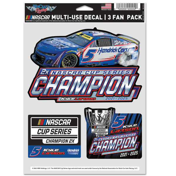 Kyle Larson 2025 NASCAR Champion Multi-Use Decal 3-Pack