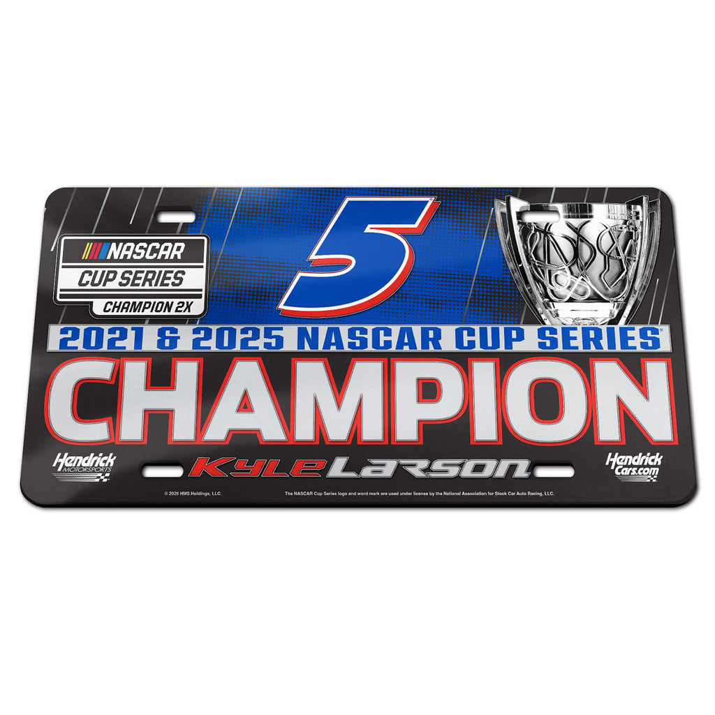 Kyle Larson 2025 NASCAR Cup Series Champion Deluxe Acrylic License Plate