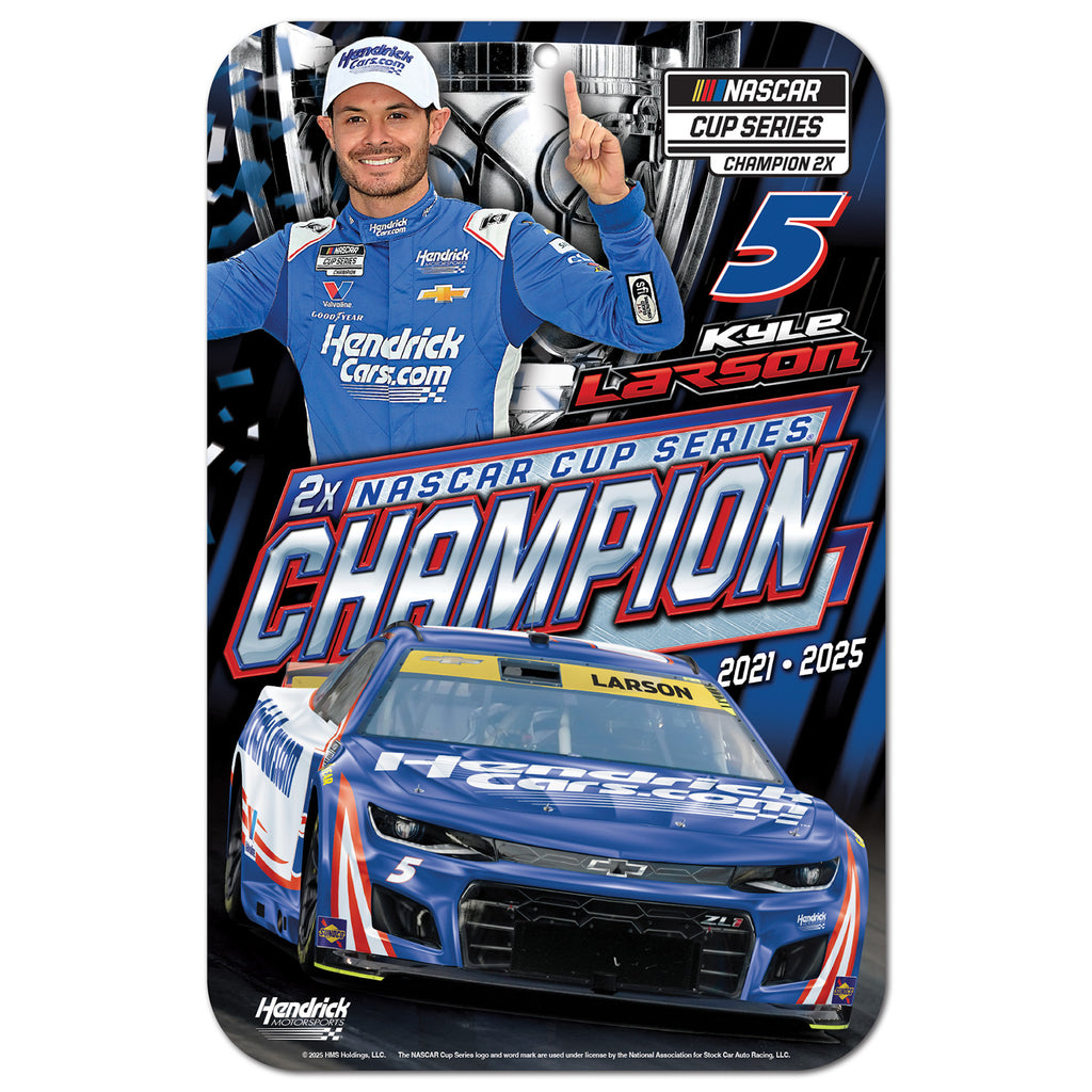 Kyle Larson 2025 NASCAR Champion Champion 11x17 Plastic Sign