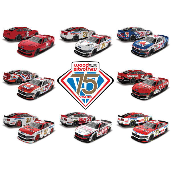 Wood Brothers Racing 75th Anniversary Collection Paint Schemes 8-Car 1:64 Standard 2025 Diecast Set In Special Collectible Packaging