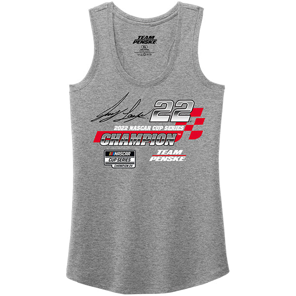 Joey Logano 2022 Women's NASCAR Cup Series Champion Racerback Ladies Tank Top Gray #22
