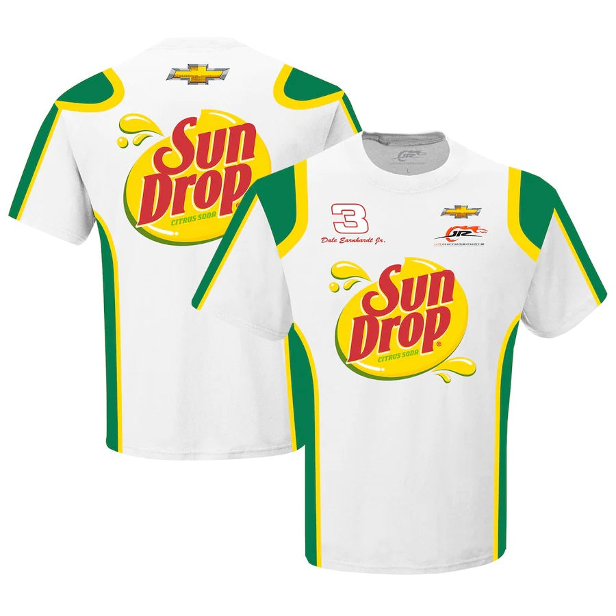 Dale Earnhardt Jr Sun Drop Sublimated Uniform Pit Crew T Shirt White Sale One Size Left 1779