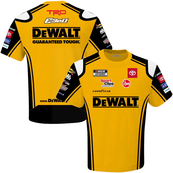 Christopher Bell 2022 Dewalt Sublimated Uniform Pit Crew T-Shirt Yellow #20 NASCAR