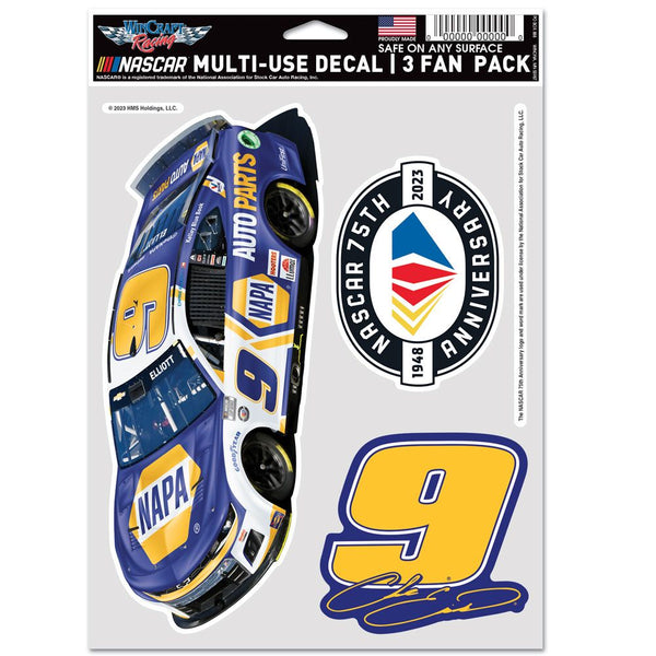 Chase Elliott 2023 Multi-Use NAPA #9 Decal 3-Pack NASCAR