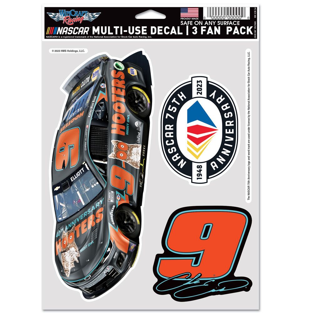 Chase Elliott 2023 Multi-Use Hooters #9 Decal 3-Pack
