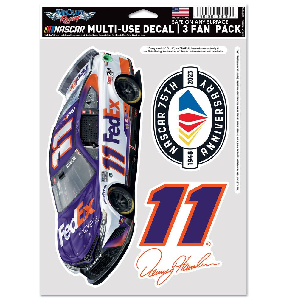 Denny Hamlin 2023 Multi-Use FedEx #11 Decal 3-Pack NASCAR